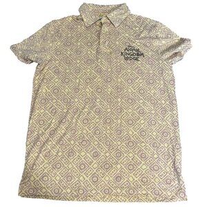 Disney World Animal Kingdom Lodge AOP Yellow Pattern Polo Shirt Adult Small
